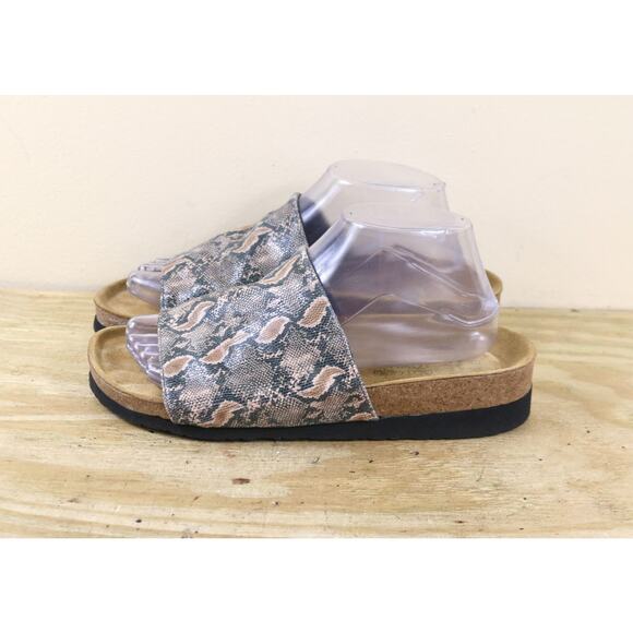 NAOT Sandals 40 ALANA Leather Python Animal Print Stretch Slides Slip On Shoes - Picture 1 of 6